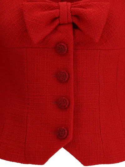 Valentino Short Jacket In Plain Wool Tweed In Red