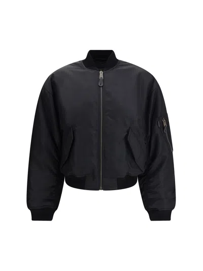 Balenciaga Standard Technical Satin Bomber Jacket In Black