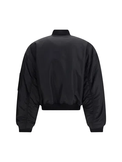 Balenciaga Standard Technical Satin Bomber Jacket In Black