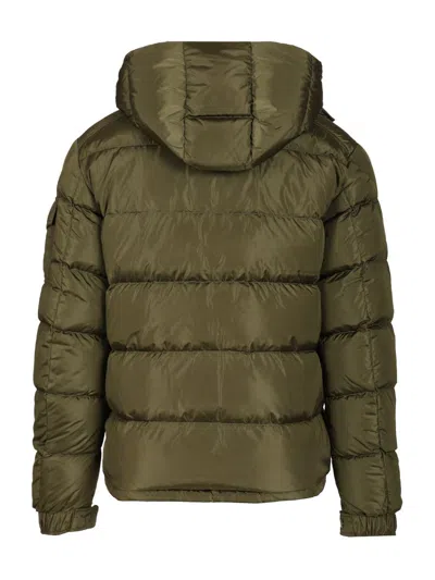 Moncler Men Baudinet Down Jacket With Logo Patch In Green