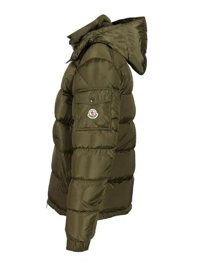 Moncler Men Baudinet Down Jacket With Logo Patch In Green