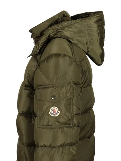 Moncler Men Baudinet Down Jacket With Logo Patch In Green