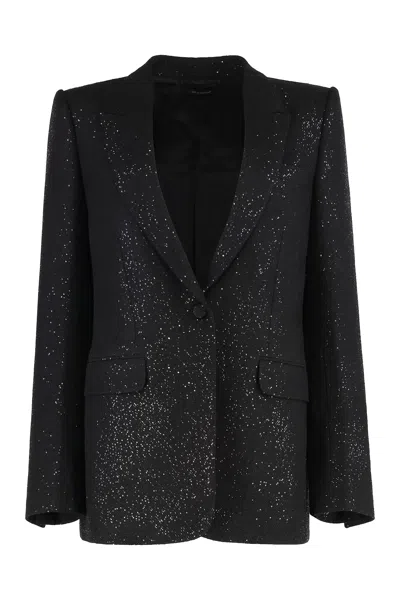 Tom Ford Single-breasted Wool Blend Crepe Jacket With Sequins In Black