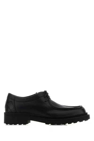 Bottega Veneta Black Leather Ben Lace-up Shoes In Black