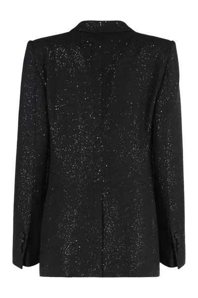 Tom Ford Single-breasted Wool Blend Crepe Jacket With Sequins In Black