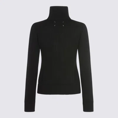 Maison Margiela Black Wool Zip-up Cardigan In Black