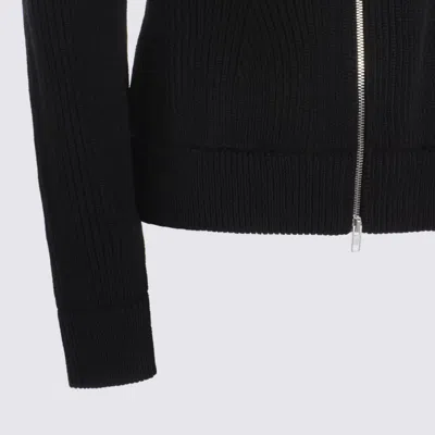 Maison Margiela Black Wool Zip-up Cardigan In Black