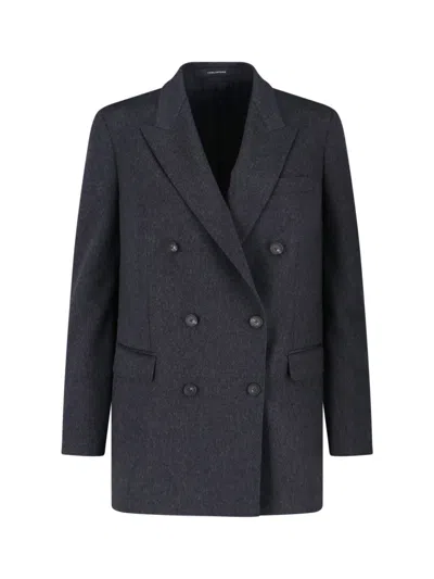 Tagliatore Double-breasted Tailored Jacket Front Pockets In Gray