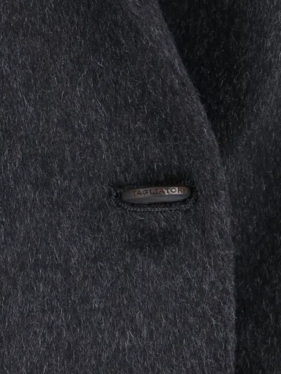 Tagliatore Double-breasted Tailored Jacket Front Pockets In Gray