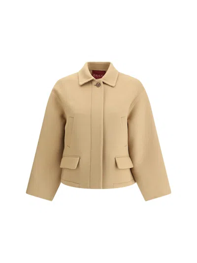 Gucci Women Wool Zip-up Jacket In Neutral