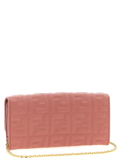 Fendi Chain Strap Wallet Gold-tone Hardware In Pink