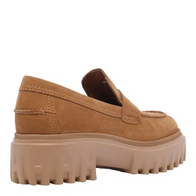 Hogan Nubuck Loafers With Hand-stitched Detailing In Brown