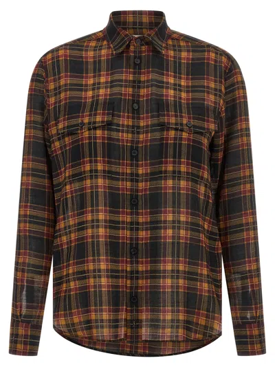 Saint Laurent 'cassandre' Lavallière Shirt In Brown