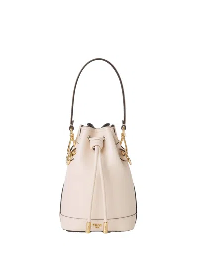 Fendi Women Ivory Leather Mon Tresor Bucket Bag In Pink