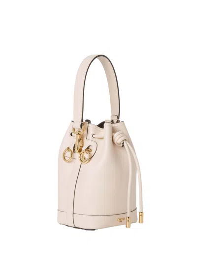 Fendi Women Ivory Leather Mon Tresor Bucket Bag In Pink
