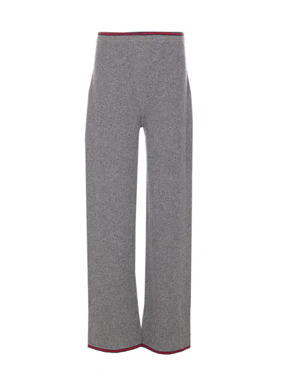 Gucci Womens Dusty Dark Grey Mc Ribbed Straight-leg Wool Knit Trousers In Gray