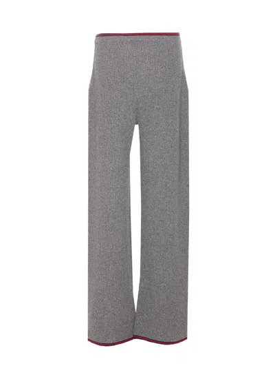 Gucci Womens Dusty Dark Grey Mc Ribbed Straight-leg Wool Knit Trousers In Gray