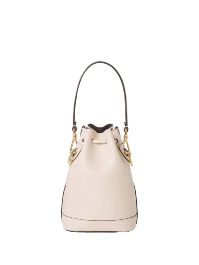 Fendi Women Ivory Leather Mon Tresor Bucket Bag In Pink