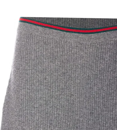 Gucci Womens Dusty Dark Grey Mc Ribbed Straight-leg Wool Knit Trousers In Gray