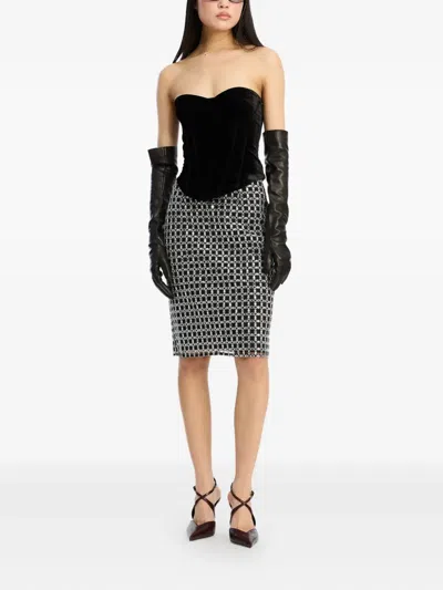 Rotate Birger Christensen Velvet Bustier Top In Black