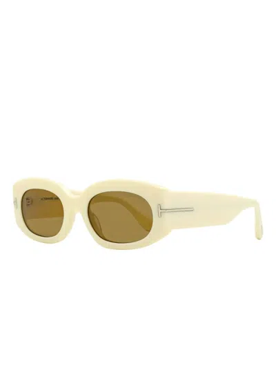 Tom Ford Cielle Oval-frame Sunglasses In Neutral