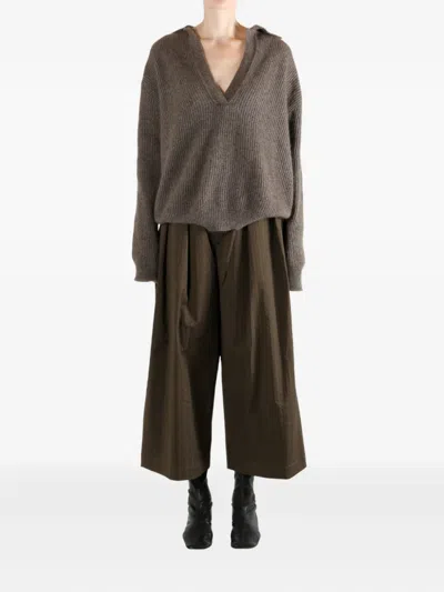 Uma Wang V-neck Polo Top In Brown