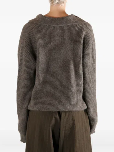 Uma Wang V-neck Polo Top In Brown