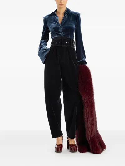 Rotate Birger Christensen Belted Tapered Trousers In Black