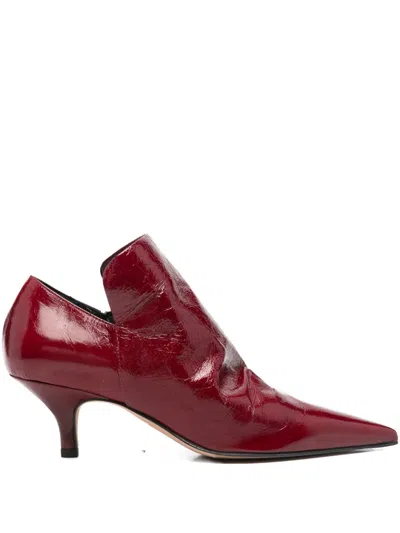 The Seller High Heels Ankle Boots In Bordeaux Leather In Burgundy