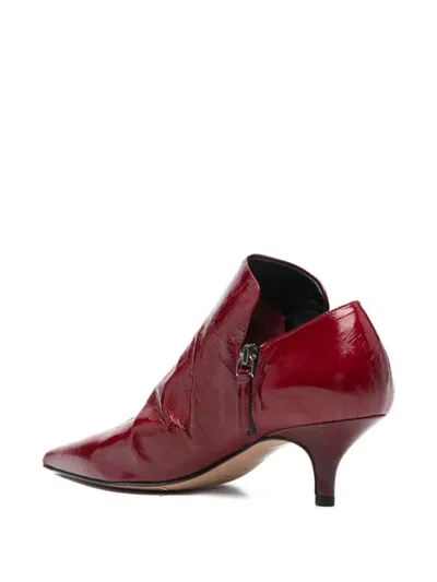 The Seller High Heels Ankle Boots In Bordeaux Leather In Burgundy