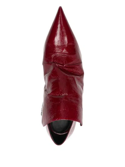 The Seller High Heels Ankle Boots In Bordeaux Leather In Burgundy