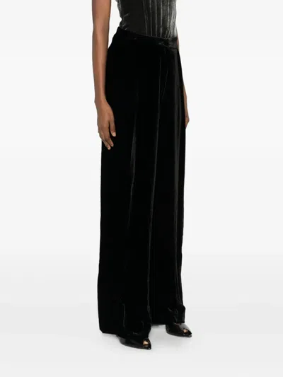 Raquel Diniz Wide-leg Velvet Trousers In Black