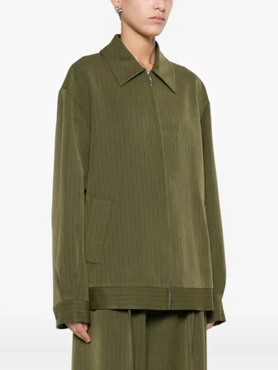 Le Sully Studio Pinstriped Jacket In Green