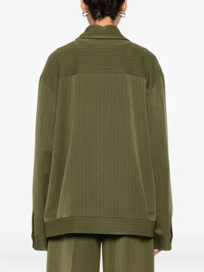 Le Sully Studio Pinstriped Jacket In Green