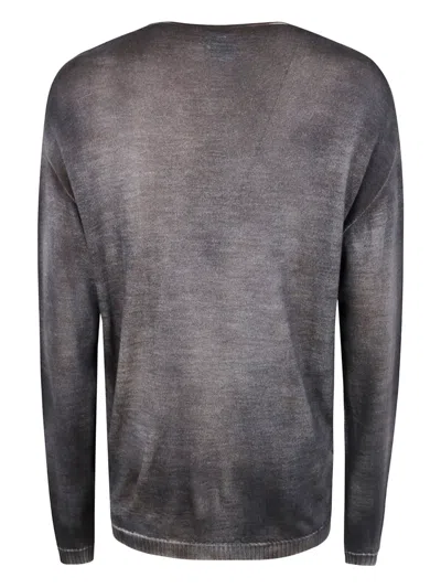 Md75 Regular Crew Neck Sweater With Ribbed Neck In Gray