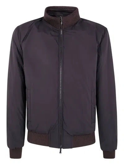 Barba Napoli Ribbed Leather Jacket In Brown