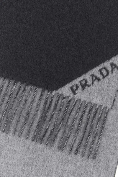 Prada Charcoal Cashmere Scarf In Black