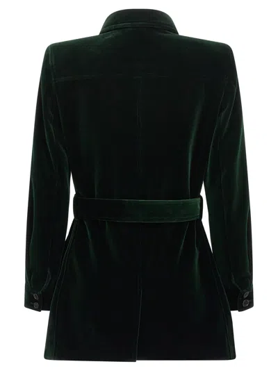 Saint Laurent Saharienne Belted Cotton Velvet Jacket In Black