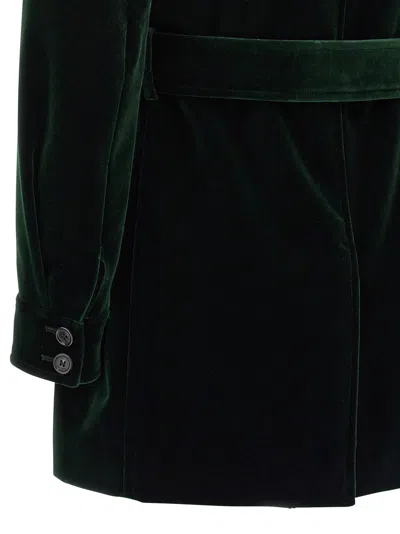 Saint Laurent Saharienne Belted Cotton Velvet Jacket In Black