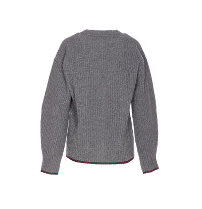 Gucci Women Ribbed Knit Wool Cardigan In Gray