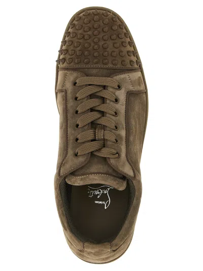 Christian Louboutin Louis Junior Spikes Sneakers In Brown