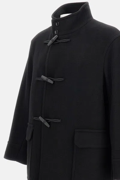 Tagliatore Black Wool And Cashmere Blend Mon Coat In Multi