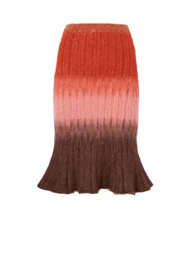Fendi Gradient Mohair And Wool High-waisted Midi Skirt Clothing In Multi