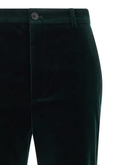 Saint Laurent Straight-leg Velvet Trousers In Green