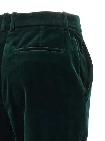 Saint Laurent Straight-leg Velvet Trousers In Green