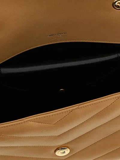 Saint Laurent Quilted Nappa Leather Medium 'loulou' Bag In Nude