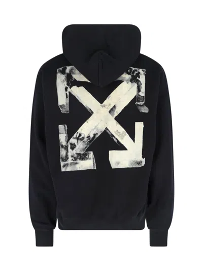 Off-white Black Skate Cloudy Arrow Hoodie In Animal Print