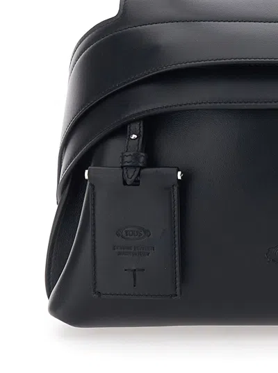 Tod's Black Leather Wav Small Shoulder Bag In Black