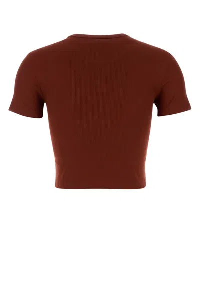 Fendi Women Brick Stretch Cotton T-shirt In Burgundy