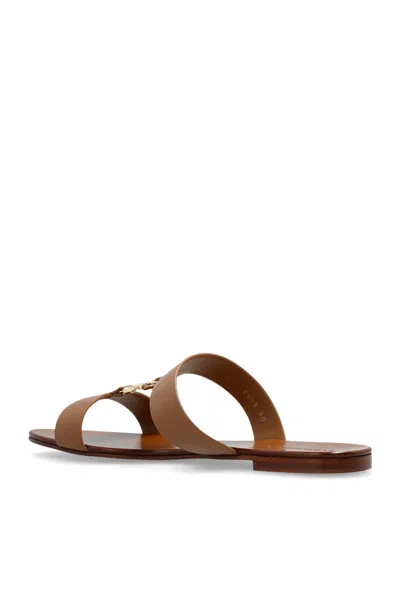 Dolce & Gabbana Bianca Logo Slide Sandals In Brown